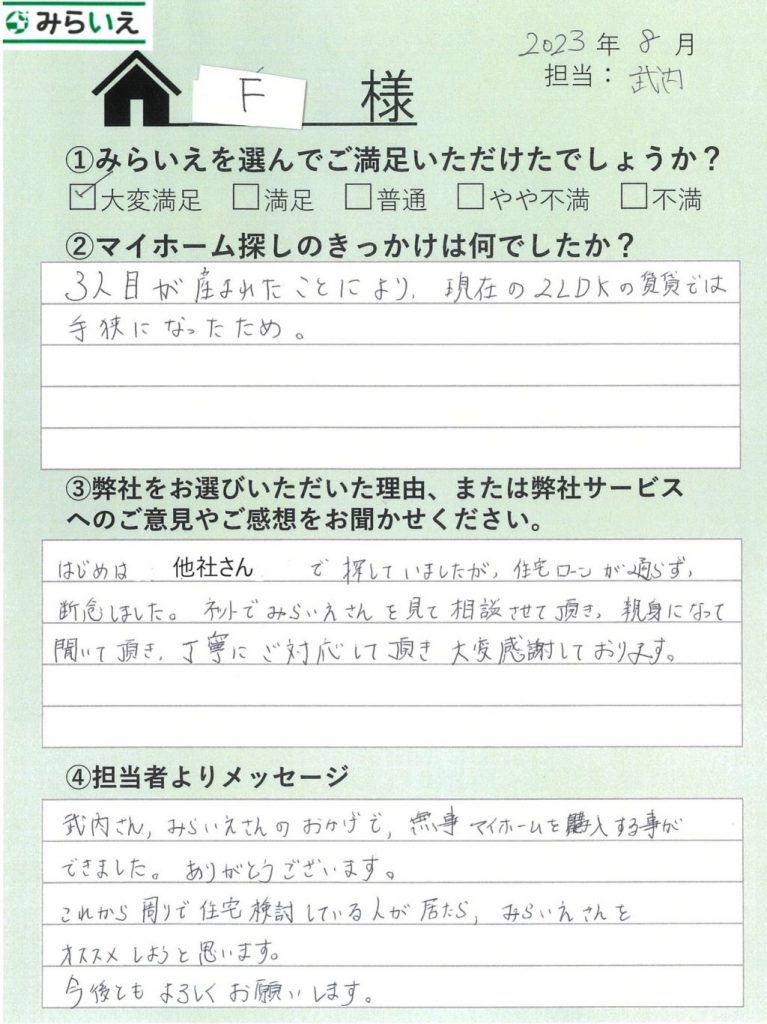 手書きアンケート