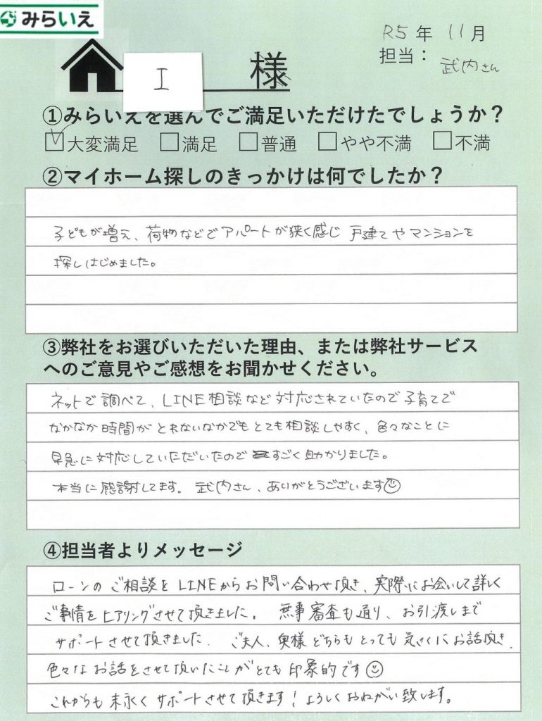 手書きアンケート