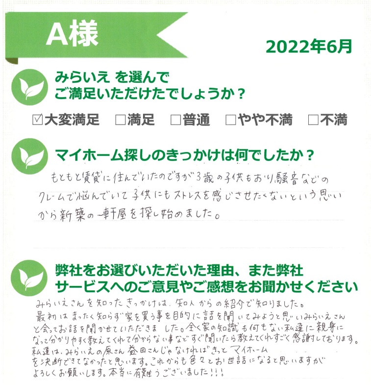 手書きアンケート